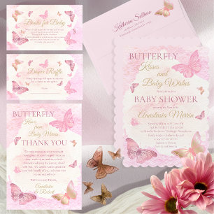 Pink Butterflies Girl Baby Shower Envelope