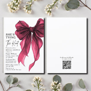 Red Bow She's Tying The Knot Bridal Shower Acrylic Invitations