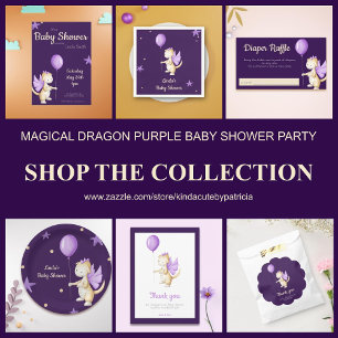 Cute Girl Baby Dragon with Balloon Diaper Raffle Enclosure Card