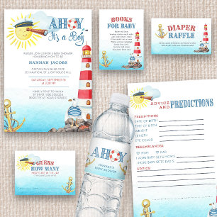 Cute Nautical Baby Shower Books for Baby Enclosure Card