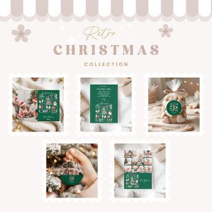 Tis The Season 9 Photo  Retro Green Christmas Holiday Card
