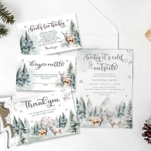 Woodland Animals Deer Winter Cards and Gifts Poster