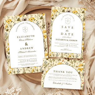 Timeless Floral Arch Wedding Thank You Card