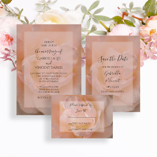 Pale Pink Rose Floral Wedding Invitation