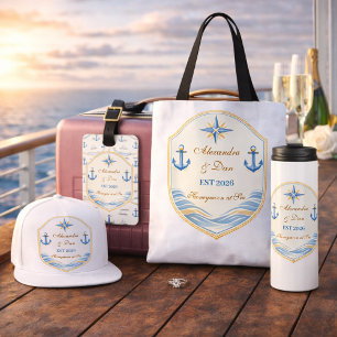 Personalized Nautical Honeymoon Crest Luggage Tag