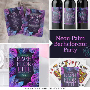 Neon Palm Tropical Bachelorette Party Playing Cards