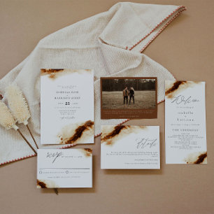 JAYLA   Boho Terracotta Burnt Orange Rust Wedding Invitation