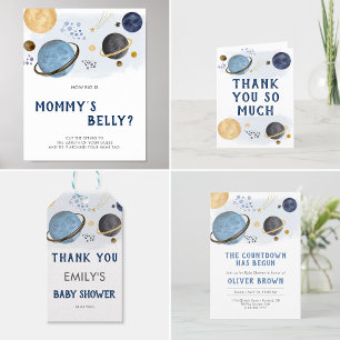 Dark Blue Galaxy Space Baby Shower Pacifier Hunt Poster