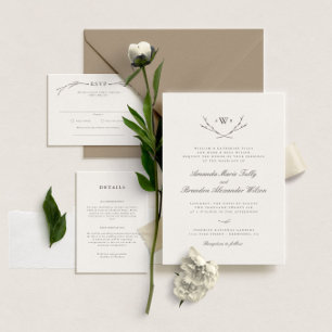 Elegant Forest Brown Wedding Details Card