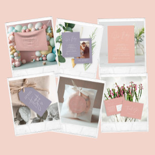 Baby shower script modern pink terracotta elegant invitation