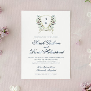Monogram Watercolor Floral Creat Save the Date