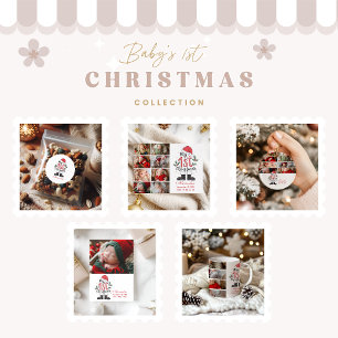 Cute Santa Baby 1st Christmas Classic Round Sticker