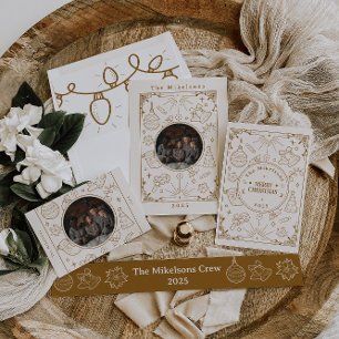 Elegant Gold Line Art Christmas Acrylic Invitations