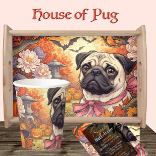 Spooky House of Pug Dog & Halloween Party Invitation