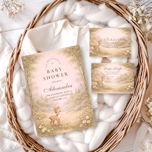 Soft Neutral Forest Critters Diapper Raffle  Enclosure Card