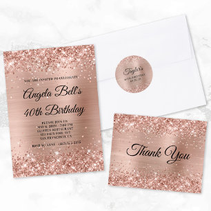 Glittery Light Rose Gold 21st Birthday Paper Flyer