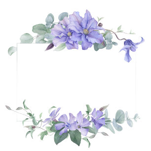 Elegant  periwinkle clematis frame Wedding   Invitation