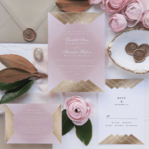 Geometric Dusty Rose Pink Gold Gatsby Wedding Menu
