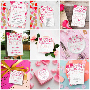 "Eat, Drink & Love" Valentine's Day Bridal Shower Paper Plate