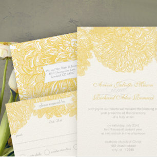 Modern Floral Chrysanthemum Wedding Invitations