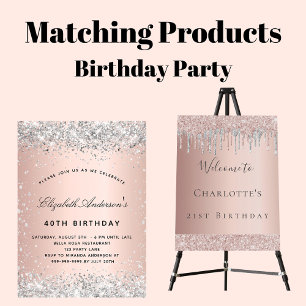 Birthday rose gold silver budget invitation flyer