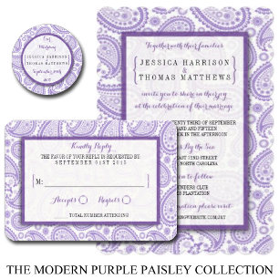 The Modern Paisley Wedding Collection - Purple Invitation