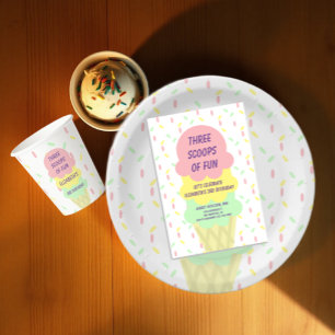 Ice Cream 3rd Birthday Invitation