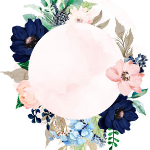 Chic Navy Blush Pink Floral Wedding Shower Invites