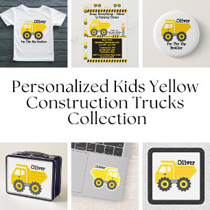Under Construction Yellow Truck Construction Baby  Invitation