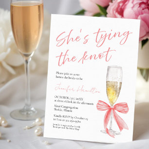 She's Tying the Knot   Pink Bow Bridal Shower Invitation