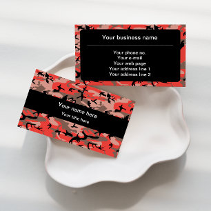 Red and Brown Camo, Camouflage, Military, Army Business Card