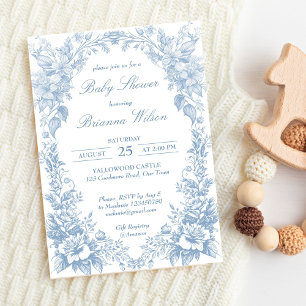 Elegant French toile chinoiserie blue baby shower Napkin
