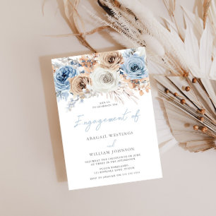 Elegant Modern Boho Blue Wedding Invitation