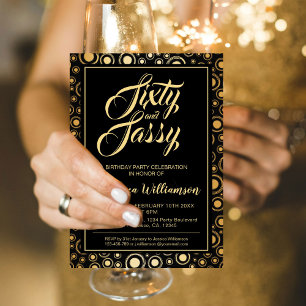 Sixty And Sassy Stylish Black Gold 60th Birthday  Napkin