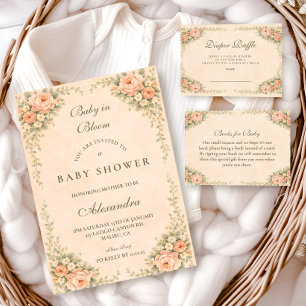 Blush Sage Floral Garden Baby Shower Invitation
