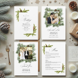 Elegant Winter Pines Christmas Wedding Charm Menu