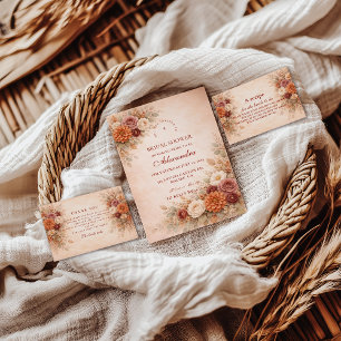 Classic Fall Flower Bridal Shower Thank You Card