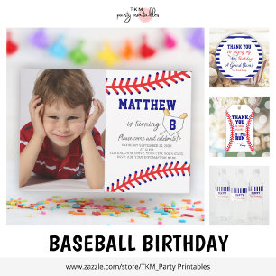 Boy Photo Sports Party Baseball Birthday Invitation