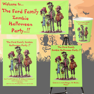 Kids Zombie Family Halloween Party Invitation