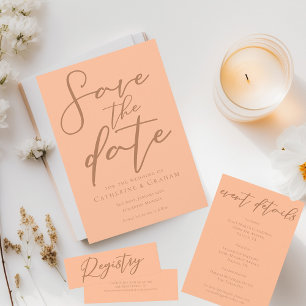 Sweet Peach Minimalist Typography Summer Save The Date