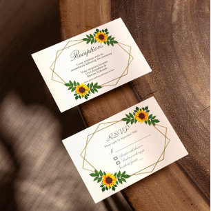 Sunflower Geometric Wedding Reception Card