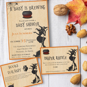 Diaper Raffle Baby Brewing Witch Halloween Enclosure Card