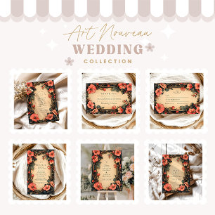 Whimsical Floral Wedding Art Nouveau Thank You Card