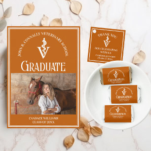 Orange Veterinary School Photo Custom Graduation Announcement