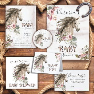White Watercolor horse Diaper Raffle Business Card