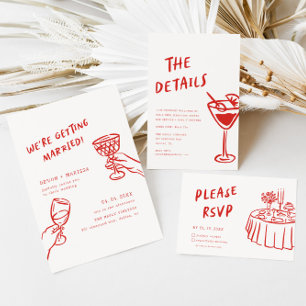 Funky Fun Modern Retro QR Code Wedding RSVP Card