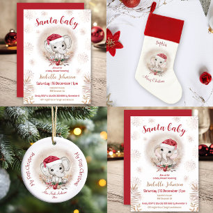 Santa Baby Elephant Baby Shower Diaper Raffle Card