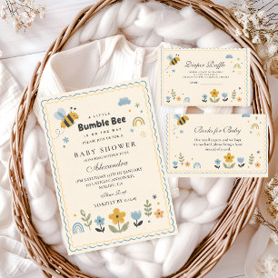 Playful Bumble Bee Baby Shower Books for Baby Enclosure Card