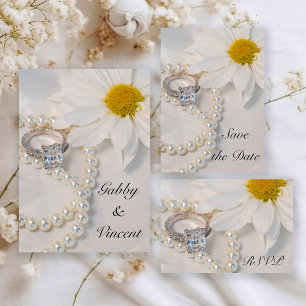 Elegant White Daisy Wedding RSVP Response Card