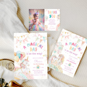 Cute Unicorn Birthday Invitation